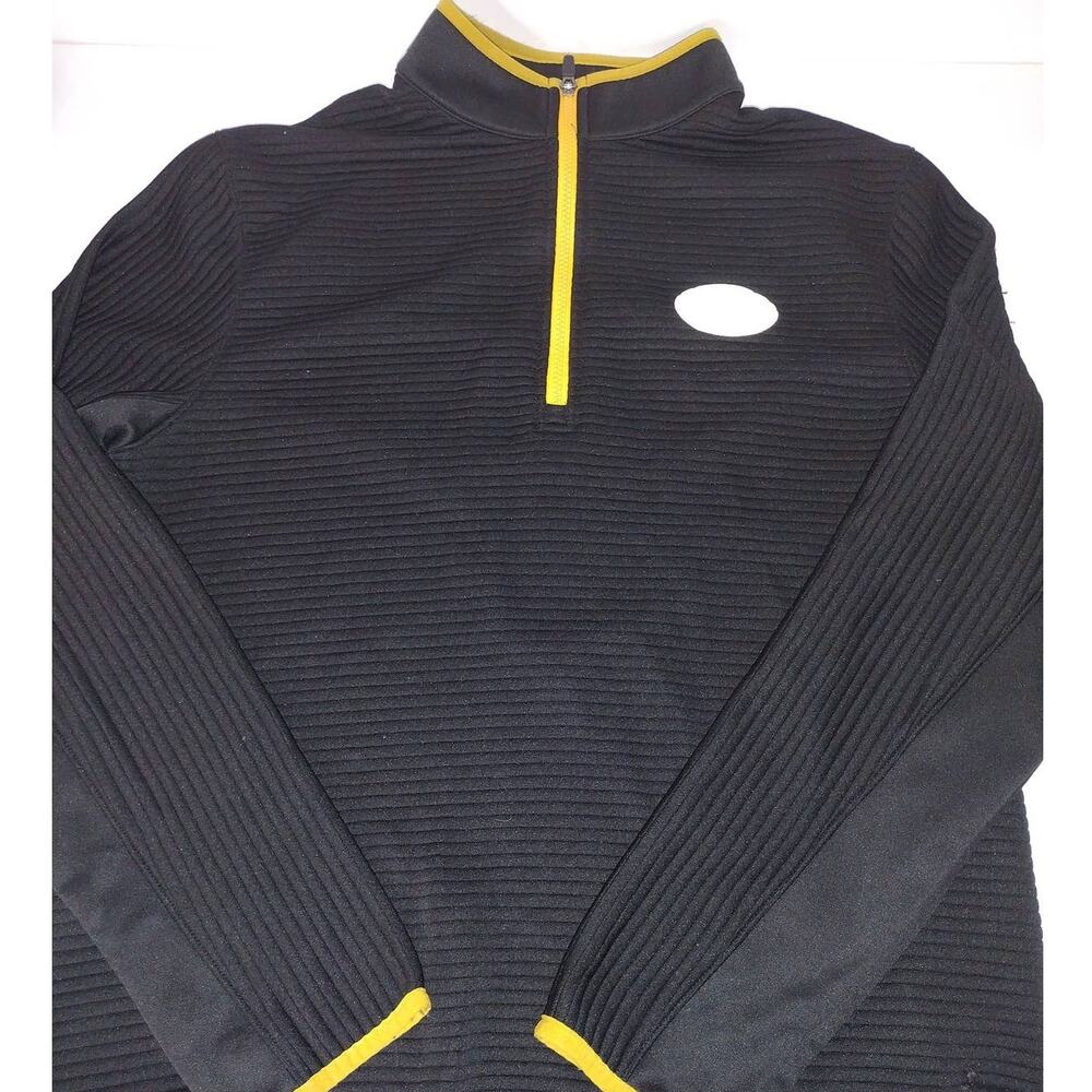 Green Bay Packers Black 1/4 Zip Yelow Zipper Size L TX3 Warm